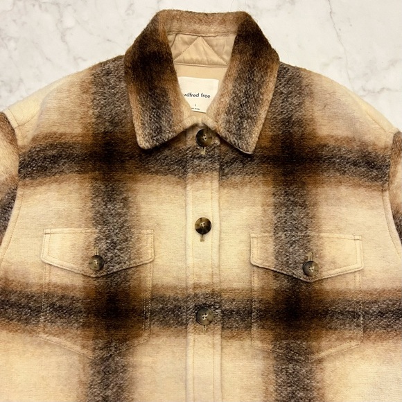 Aritzia Wilfred Free Ganna Shirt Jacket - Brown/Cream Plaid - Picture 4 of 13